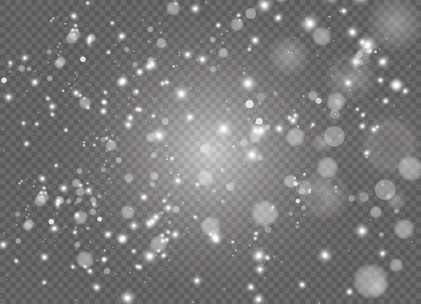 Vit gnistor och guldstjärnor glitter särskild ljuseffekt. Vector gnistrar på transparent bakgrund. Christmas abstrakt — Stock vektor