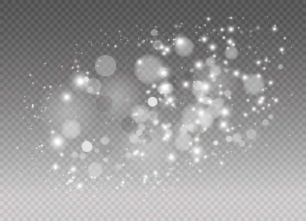 Etincelles blanches et étoiles dorées scintillent effet de lumière spécial. Vector scintille sur fond transparent. Résumé de Noël — Image vectorielle