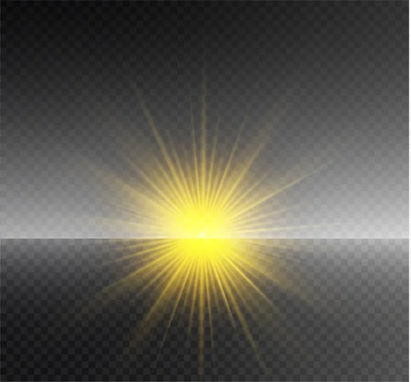 Wit gloeiende licht barsten explosie op transparante achtergrond. Vector illustratie lichteffect decoratie met ray. Heldere ster. Doorschijnend glans zon, heldere flare. Centrum levendige flash. — Stockvector