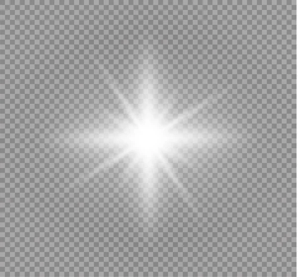 Efecto de luz brillante. Estrella reventó con destellos. Ilustración vectorial . — Vector de stock