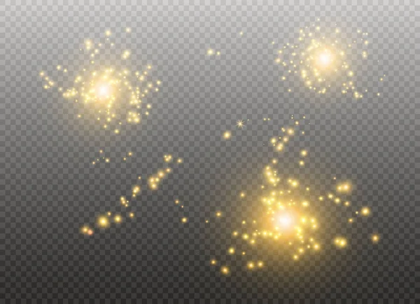 白い火花、黄金の星輝く特別な照明効果。透明な背景の上で輝きをベクトルします。クリスマスの概要 — ストックベクタ
