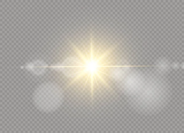 Vector transparent solljus speciell lins utflytning ljuseffekt. Sun flash. — Stock vektor