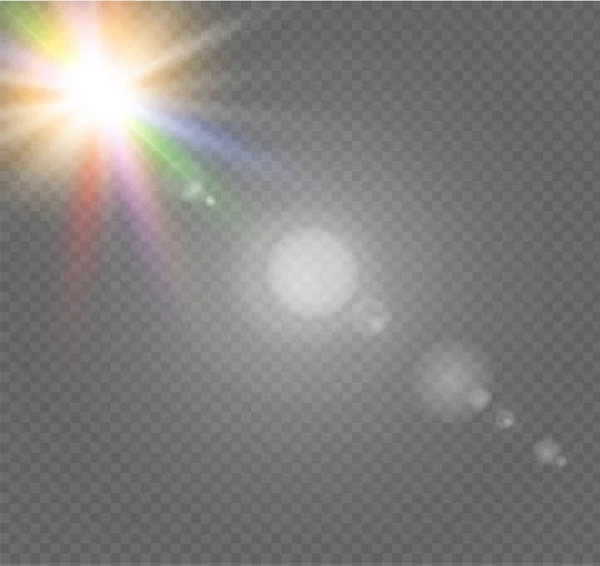 Efecto Luz Destello Lente Especial Luz Solar Transparente Vectorial Sol — Archivo Imágenes Vectoriales