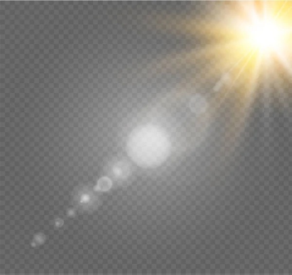 ベクトル透明日光特別なレンズ フレアの光効果。太陽フラッシュ. — ストックベクタ