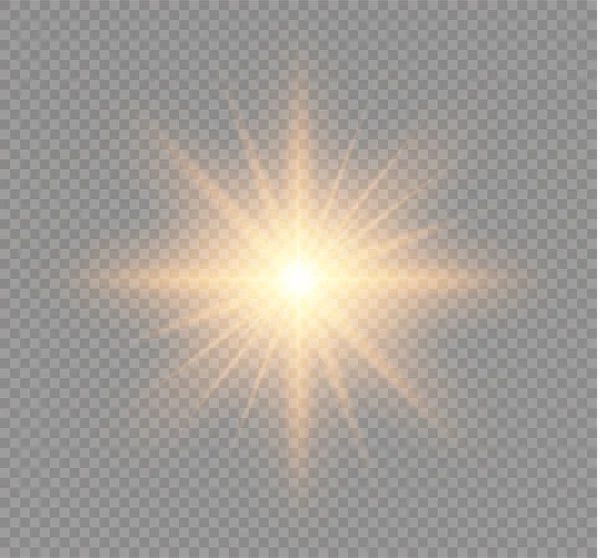 Efecto de luz brillante. Estrella reventó con destellos. Ilustración vectorial . — Vector de stock