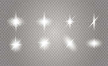 Parlak ışık efekti. Parıltılı yıldız patlaması. Vektör illüstrasyonu.