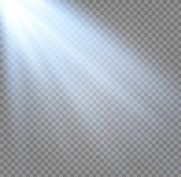 Saydam arka plan üzerinde beyaz parlak ışık patlaması patlama. Vektör çizim ışık efekti dekorasyon Ray. Parlak yıldız. Yarı saydam Parlatıcı güneş, parlak parlama. Merkezi canlı flaş. — Stok Vektör