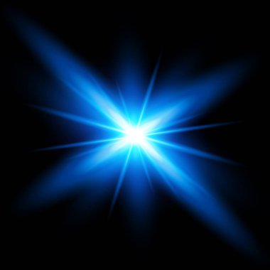 Parlak ışık efekti. Parıltılı yıldız patlaması. Vektör illüstrasyonu.