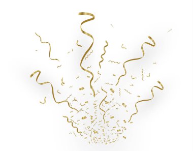 Birçok düşen renkli küçük konfeti ve şeffaf arka plan üzerinde izole şerit.