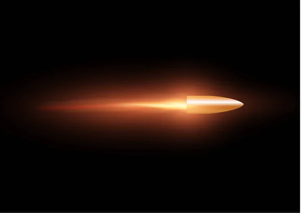 A flying bullet with a fiery trace. Isolated on a transparent background. Vector illustration — Stock Vector