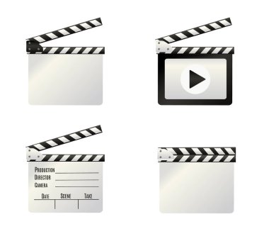 Bir beyaz background.film.time.vector örnek üzerinde gerçekçi clapper.cinema.Board