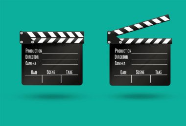Bir beyaz background.film.time.vector örnek üzerinde gerçekçi clapper.cinema.Board