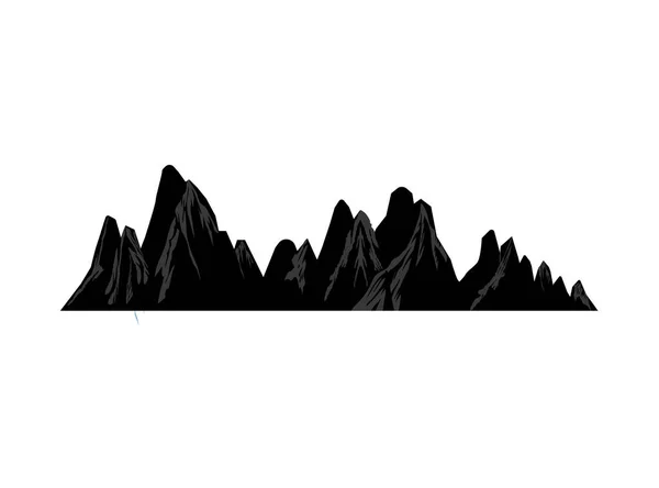 Mountain silhuetter förbise. Vector steniga kullar terräng vektor, bergen siluett ställa isolerade på vit bakgrund för landskapsplanering. — Stock vektor