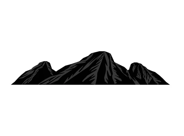 Mountain silhouettes overlook. Vector rocky hills terrain vector, mountains silhouette set isolated on white background for landscape design. — Stock Vector