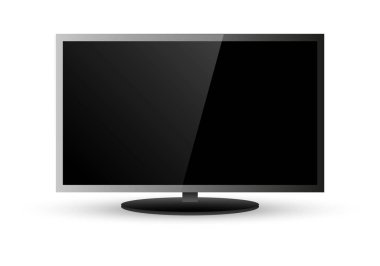 Televizyonun çerçevesi. Şeffaf bir arkaplanda boş bir bilgisayar veya siyah fotoğraf çerçevesi monitörü izole edildi. Tasarımınız için vektör boş ekran lcd, plazma, panel veya TV.