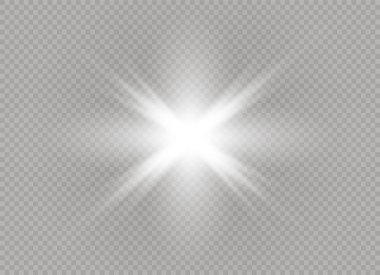 Parlak ışık efekti. Parıltılı yıldız patlaması. Vektör illüstrasyonu.