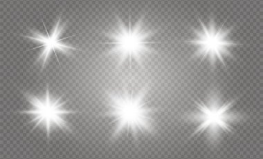 Parlak ışık efekti. Parıltılı yıldız patlaması. Vektör illüstrasyonu.