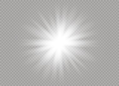 Parlak ışık efekti. Parıltılı yıldız patlaması. Vektör illüstrasyonu.