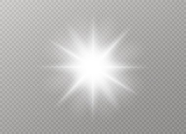 Parlak ışık efekti. Parıltılı yıldız patlaması. Vektör illüstrasyonu.