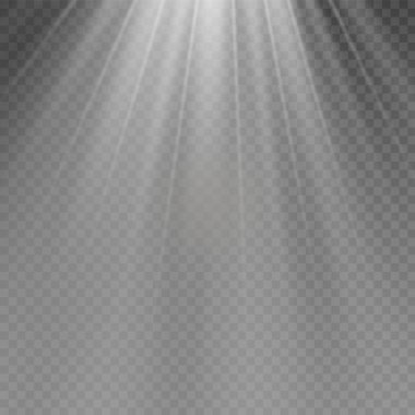 Saydam arka plan üzerinde beyaz parlak ışık patlaması patlama. Vektör çizim ışık efekti dekorasyon Ray. Parlak yıldız. Yarı saydam Parlatıcı güneş, parlak parlama. Merkezi canlı flaş.