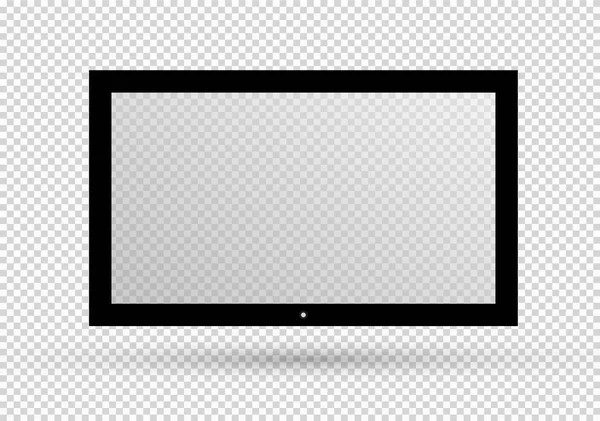 Marco de TV. Monitor led vacío de computadora o marco de foto negro aislado sobre un fondo transparente. Pantalla en blanco vectorial lcd, plasma, panel o TV para su diseño. — Vector de stock