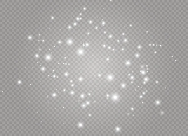 Chispas blancas y estrellas doradas brillan efecto de luz especial. El vector brilla sobre un fondo transparente. Resumen de Navidad — Archivo Imágenes Vectoriales