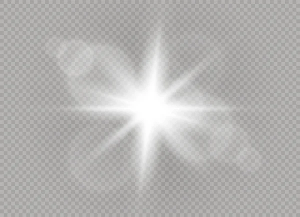 ベクトル透明日光特別なレンズ フレアの光効果。太陽フラッシュ. — ストックベクタ