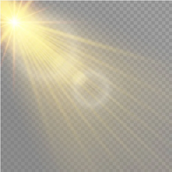 Luce solare trasparente vettoriale effetto luce di brillamento speciale lente. Flash del sole . — Vettoriale Stock