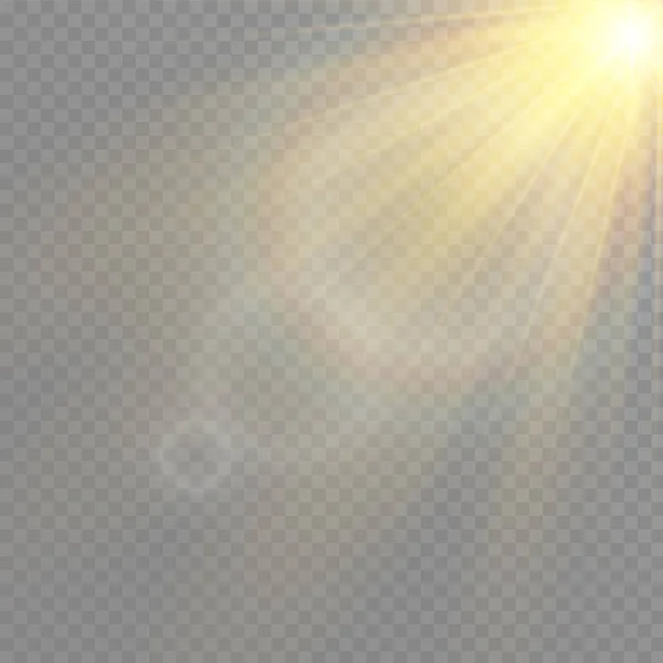 Efecto de luz de destello de lente especial de luz solar transparente vectorial. Sol destello . — Vector de stock