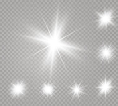 Parlak ışık efekti. Parıltılı yıldız patlaması. Vektör illüstrasyonu.