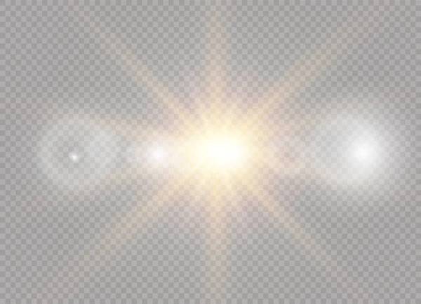 Vector transparent solljus speciell lins utflytning ljuseffekt. Sun flash. — Stock vektor