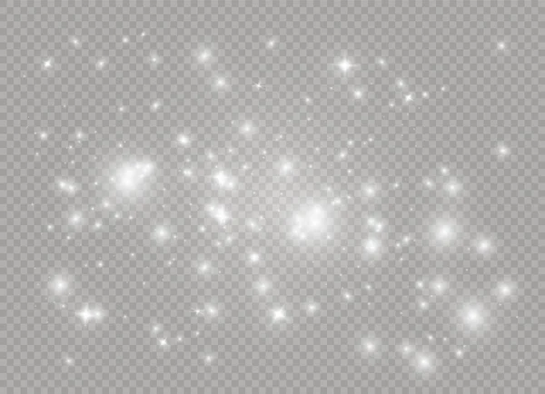 흰색 스파크와 황금 별 반짝 특별 한 조명 효과. 투명 한 배경 벡터 반짝입니다. 크리스마스 요약 — 스톡 벡터