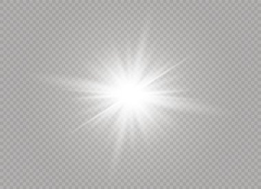 Parlak ışık efekti. Parıltılı yıldız patlaması. Vektör illüstrasyonu.