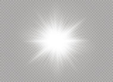 Parlak ışık efekti. Parıltılı yıldız patlaması. Vektör illüstrasyonu.