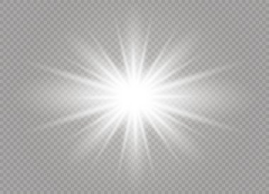 Parlak ışık efekti. Parıltılı yıldız patlaması. Vektör illüstrasyonu.