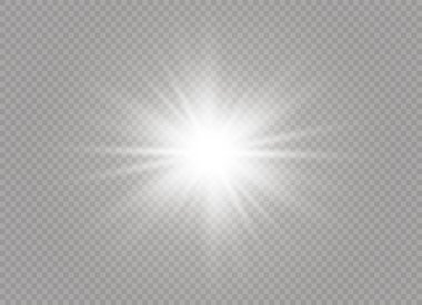 Parlak ışık efekti. Parıltılı yıldız patlaması. Vektör illüstrasyonu.