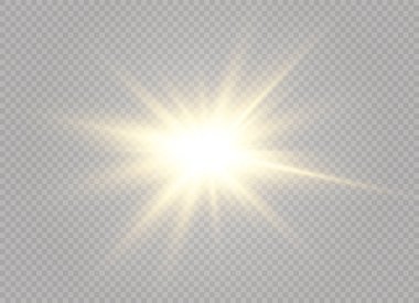 Parlak ışık efekti. Parıltılı yıldız patlaması. Vektör illüstrasyonu.