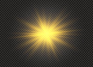 Parlak ışık efekti. Parıltılı yıldız patlaması. Vektör illüstrasyonu.
