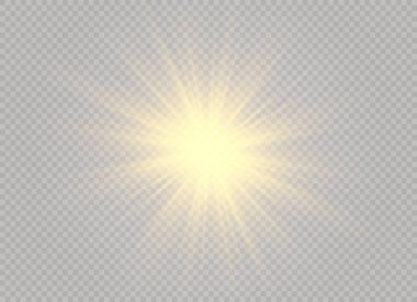 Parlak ışık efekti. Parıltılı yıldız patlaması. Vektör illüstrasyonu