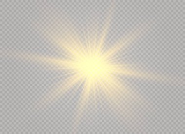 Parlak ışık efekti. Parıltılı yıldız patlaması. Vektör illüstrasyonu.