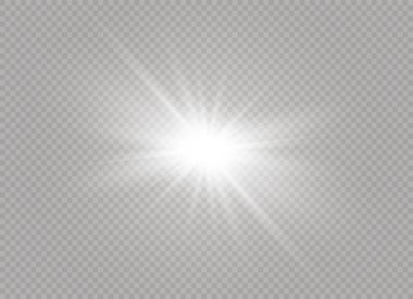 Parlak ışık efekti. Parıltılı yıldız patlaması. Vektör illüstrasyonu.