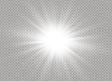 Parlak ışık efekti. Parıltılı yıldız patlaması. Vektör illüstrasyonu.