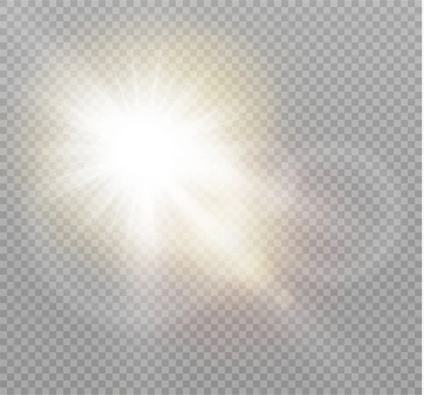 Vector transparent solljus speciell lins utflytning ljuseffekt. Sun flash. — Stock vektor