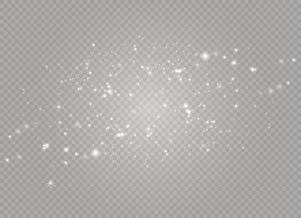 Chispas blancas y estrellas doradas brillan efecto de luz especial. El vector brilla sobre un fondo transparente. Resumen de Navidad — Archivo Imágenes Vectoriales