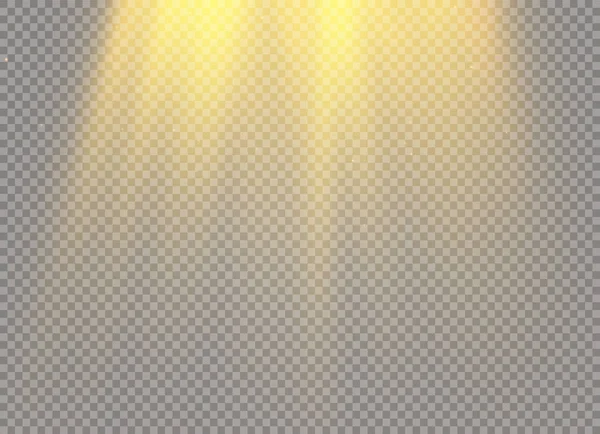 Weißes, glühendes Licht explodiert auf transparentem Hintergrund. Vektor Illustration Lichteffekt Dekoration mit Strahl. heller Stern. transluzenter Sonnenschein, heller Schein. Zentrum lebhafter Blitz. — Stockvektor