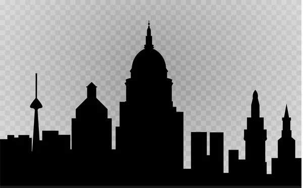 Ciudad skyline vector ilustración. Paisaje urbano. Paisaje urbano diurno en estilo plano — Vector de stock