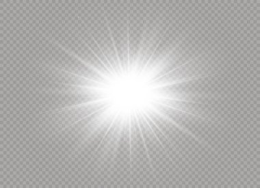 Parlak ışık efekti. Parıltılı yıldız patlaması. Vektör illüstrasyonu.