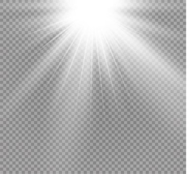 Saydam arka plan üzerinde beyaz parlak ışık patlaması patlama. Vektör çizim ışık efekti dekorasyon Ray. Parlak yıldız. Yarı saydam Parlatıcı güneş, parlak parlama. Merkezi canlı flaş.