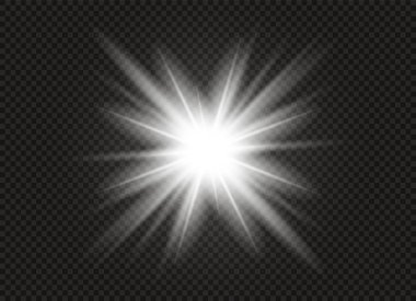 Parlak ışık efekti. Parıltılı yıldız patlaması. Vektör illüstrasyonu.