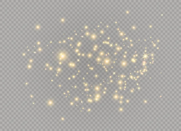 Weiße Funken und goldene Sterne glitzern im besonderen Lichteffekt. Vektor funkelt auf transparentem Hintergrund. Weihnachten abstrakt — Stockvektor